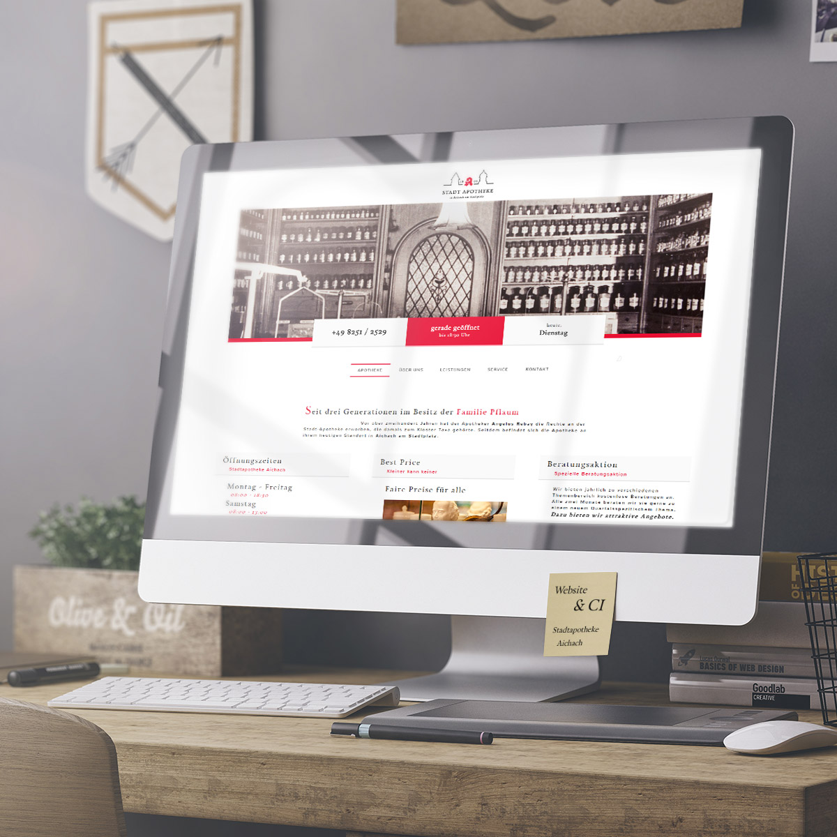 Stadtapotheke Aichach, Branding, Screendesign, Website, Responsive Design, Photography, Aichach